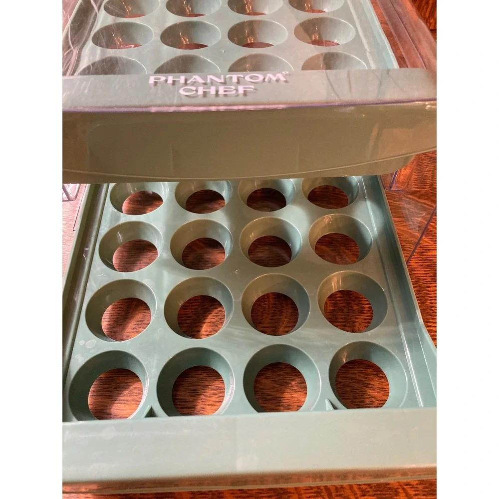 Phantom Chef 2 Tier Egg Storage Container Sage Green 32 Count Fridge Organizer